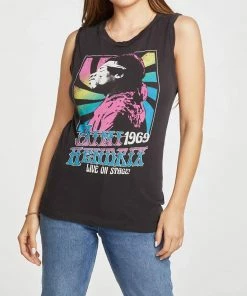 Best Sale 🔔 Chaser Jimi Hendrix Live 1969 Tank in Vintage Black for 👩 women ❤️