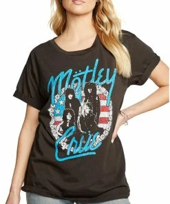 Best deal 🎁 Chaser Motley Crue 👩 Womens Graphic Cotton Blend T-Shirt ⌛