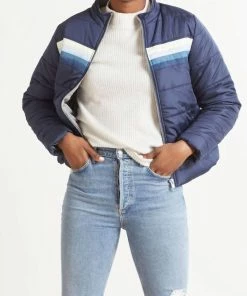 Best Pirce 👍 Chaser Quilted L/S Puffer Zip Up Jacket With Strappings In Avalon for 👩 women 🌟