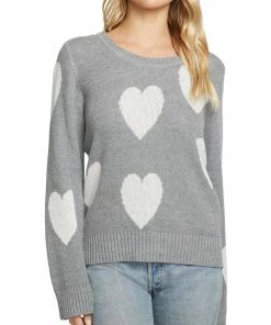 Flash Sale 😉 Chaser 👩 Womens Heart Crewneck Pullover Sweater 🥰