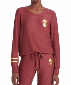 Outlet ✨ Chaser 👩 Womens Printed Crew Neck Sweatshirt ⌛