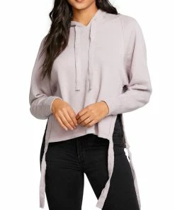 Coupon 🎁 Chaser 👩 Womens Side Ties Frayed Hem Hoodie 🔔