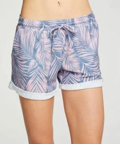 Best Pirce 🎁 Chaser Rpet Cozy Knit Rolled Shorts in Fronds Print for 👩 women 😀