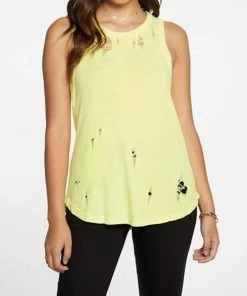 Hot Sale 😍 Chaser Gauzy Cotton Muscle Tank in Neon Lime for 👩 women 😉