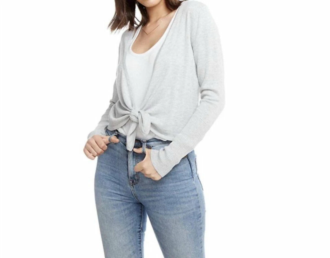 Cheapest ๐ Chaser Lightweight Sweater Tie Front Cardigan in Heather Grey for ๐ฉ women ๐งจ