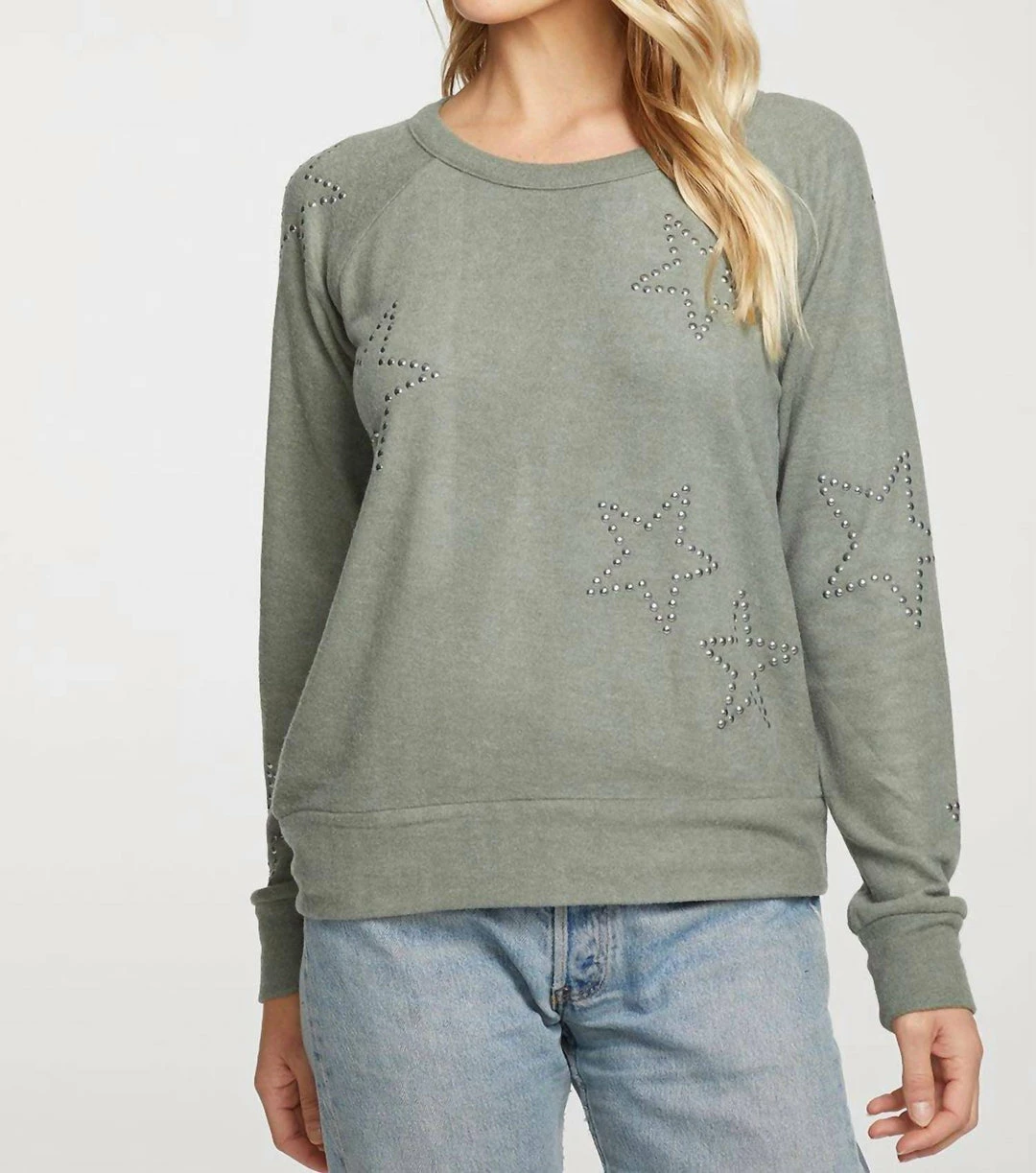 New ๐ Chaser Star Studded Raglan Pullover in Green for ๐ฉ women โ - Image 2