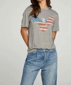 Best deal 🔔 Chaser Eagle Patriot Triblend Jersey Tee in Grey for 👩 women 💯