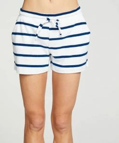 Cheap 🤩 Chaser Terry Cloth Slit Side Short in Stripe for 👩 women 🤩