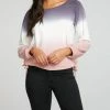 Discount ✔️ Chaser Slub French Terry Blouson Sleeve Side Tie Raglan Pullover In Sunset Ombre for 👩 women ✨