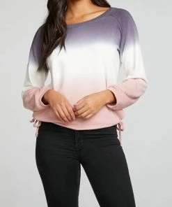 Discount βοΈ Chaser Slub French Terry Blouson Sleeve Side Tie Raglan Pullover In Sunset Ombre for π© women β¨