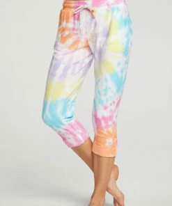 Best Pirce 👍 Chaser Rpet Cozy Knit Cropped Roll Hem Jogger in Glow Tie Dye for 👩 women 💯