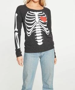 Best Sale 👍 Chaser Brand Bones 👚 Shirt in True Black for 👩 women 😉