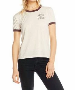 Promo 👍 Chaser Artist At Heart Graphic Ringer Tee in Ivory for 👩 women 👍
