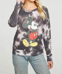 Budget 🧨 Chaser Disney Retro Mickey Mouse Pullover in Black/White Tie Dye for 👩 women 🔥