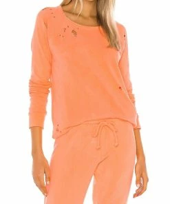 Buy 👏 Chaser Cotton Fleece Raglan Sweatshirt In Neon Orange for 👩 women 🔥