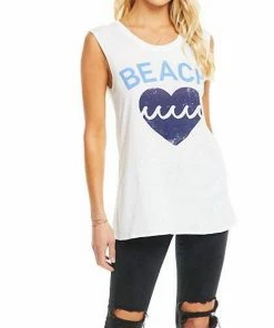 Wholesale 🤩 Chaser Brand Beach Muscle Tank in White for 👩 women 🎉