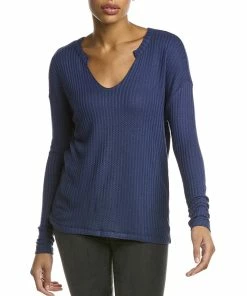 Coupon ❤️ Chaser Vintage Thermal Split Neck Top for 👩 women 🎉