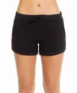Cheapest 👏 Chaser Cozy Knit Drawstring Lounge Short in Black for 👩 women 🛒