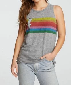 Outlet 🔔 Chaser Triblend Jersey Side Slit Muscle Tank in Streaky Gray for 👩 women 💯