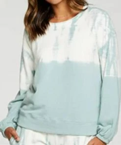Best Sale 😀 Chaser French Terry Raglan Pullover Ice Plant in Ice Plant Tie Dyr for 👩 women 😉