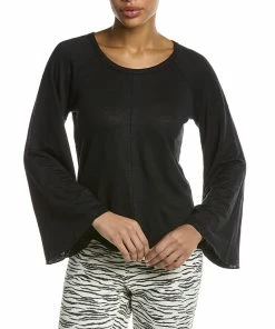 New 😀 Chaser Bell-Sleeve 👚 Shirttail Linen-Blend T-Shirt for 👩 women 🤩