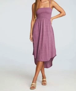 Best deal 🔥 Chaser Smocked Top Hi Lo 👚 Shirtail Midi 👗 Dress in Grape for 👩 women 💯