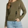Coupon 💯 Chaser Brand Bolts Sweater in Olive for 👩 women 👏