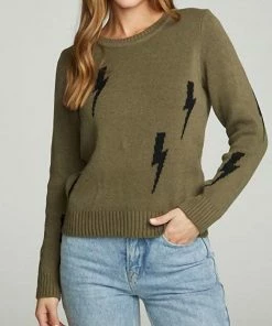 Coupon 💯 Chaser Brand Bolts Sweater in Olive for 👩 women 👏