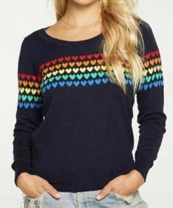 Wholesale 😀 Chaser Cotton Cashmere Long Sleeve Pullover Avalon-Instaria Hearts in Avalon for 👩 women 🤩