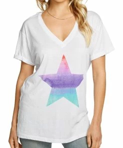 New 🧨 Chaser 👩 Womens V Neck Knit Graphic T-Shirt 🎉