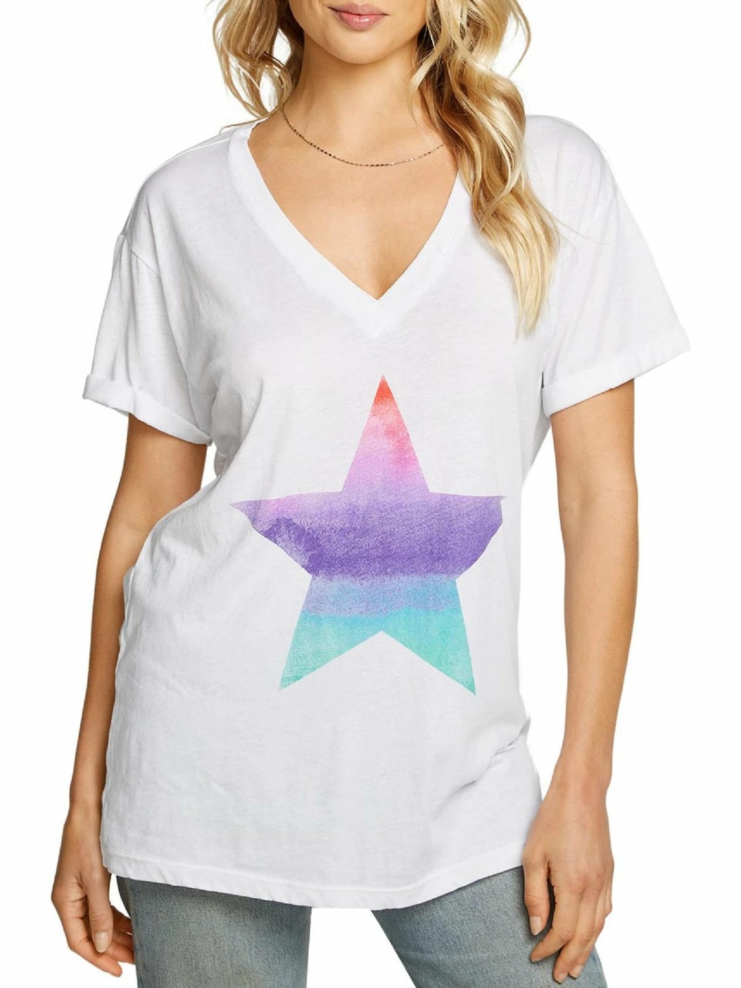 New ๐งจ Chaser ๐ฉ Womens V Neck Knit Graphic T-Shirt ๐