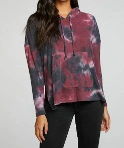 Outlet ๐ Chaser Rpet Love Rib Long Sleeve Drop Shoulderslit Side Pullover In Blackberry Tie Dye for ๐ฉ women โค๏ธ