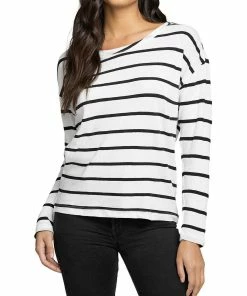 Best Sale ✨ Chaser 👩 Womens Striped Long Sleeves T-Shirt 😍