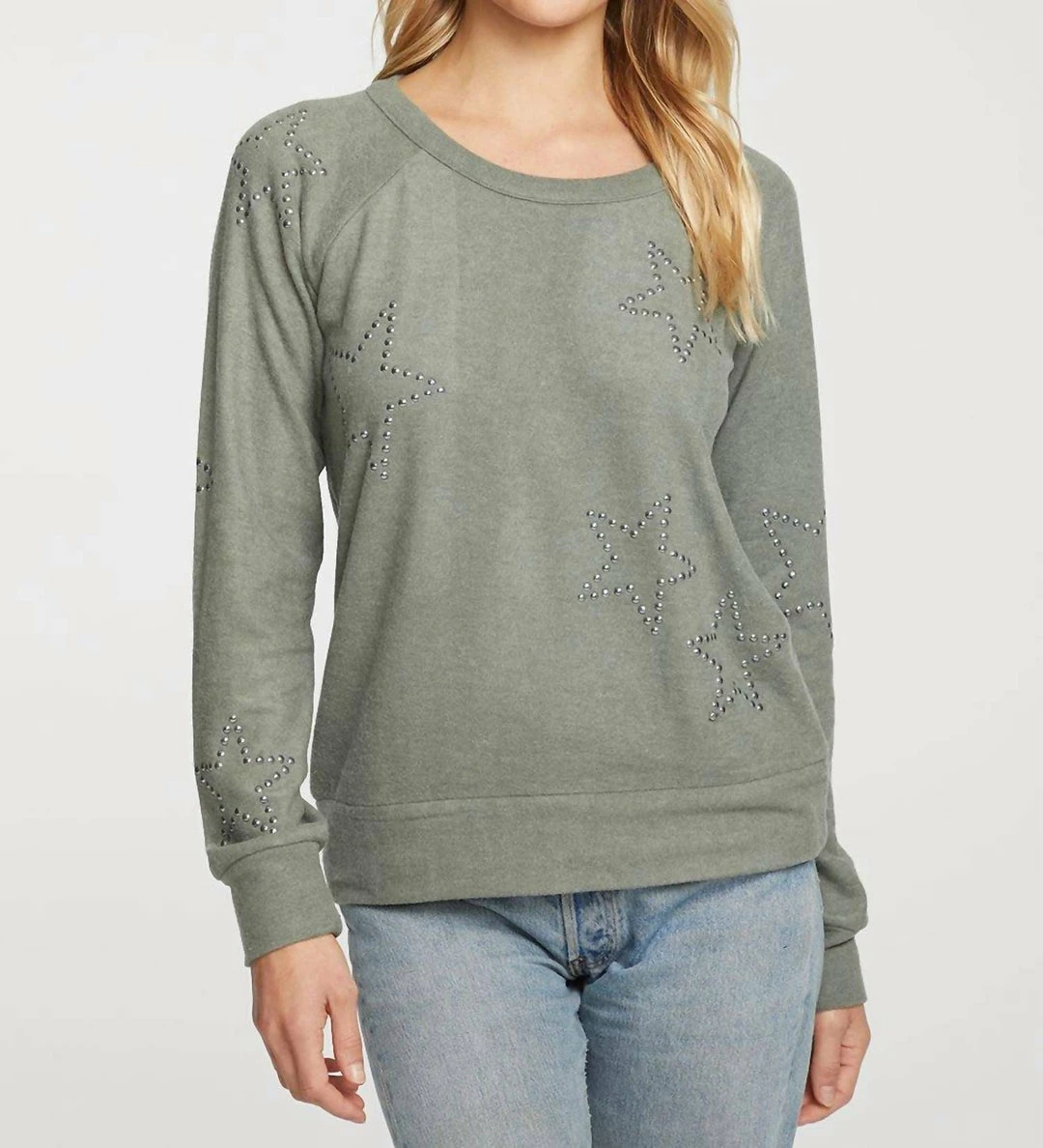 New ๐ Chaser Star Studded Raglan Pullover in Green for ๐ฉ women โ