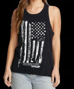 Budget 🎁 Chaser Cotton Usa Crew Tank in Black for 👩 women ✨